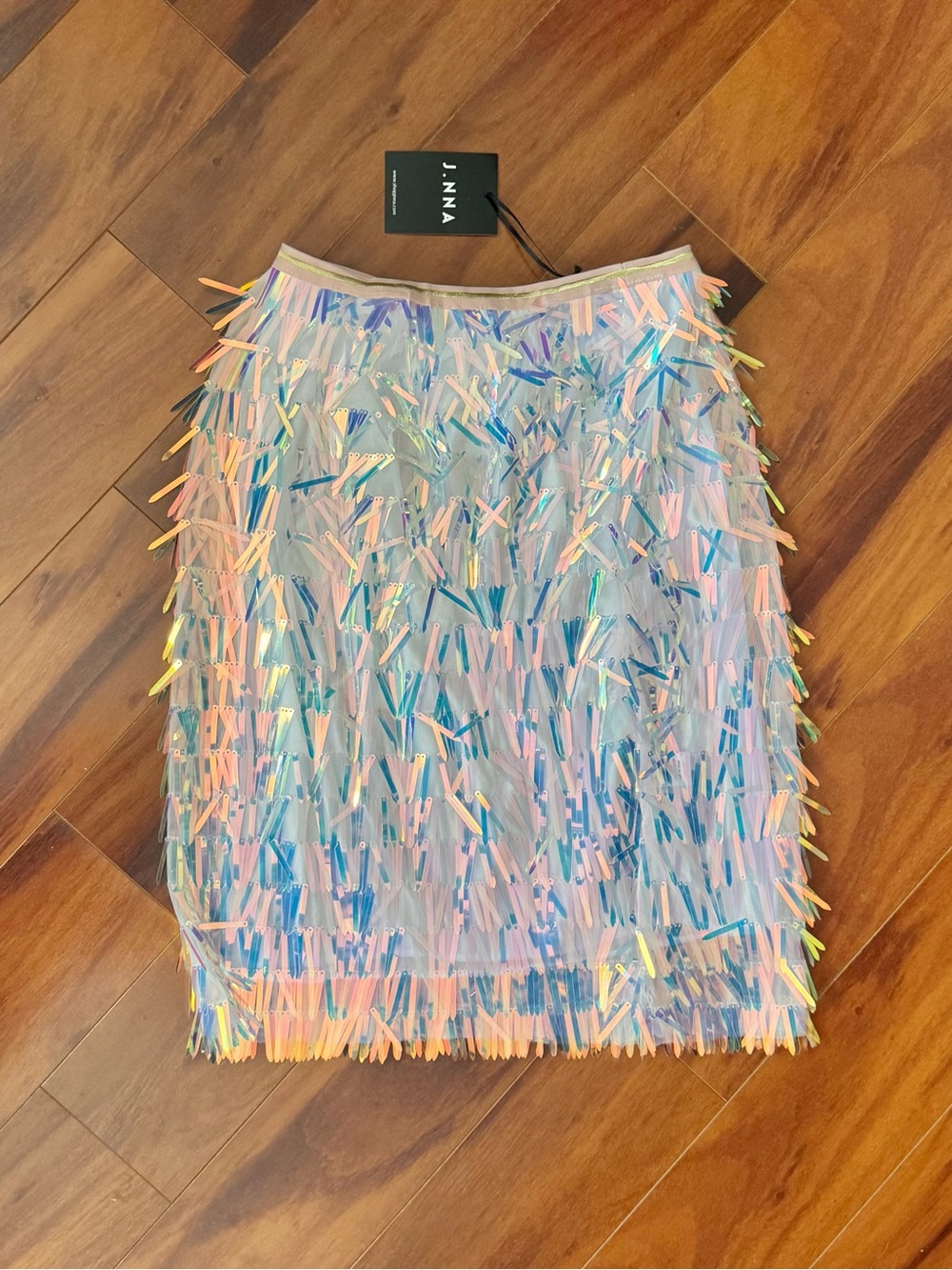 Paxton Pink Iridescent Sequin Fringe Pencil Skirt - Multicolor - Picture 4 of 13